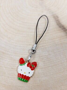 2/$20 Brand New Hello Kitty Red Strawberry Muffin Key & Phone Charms Keychain